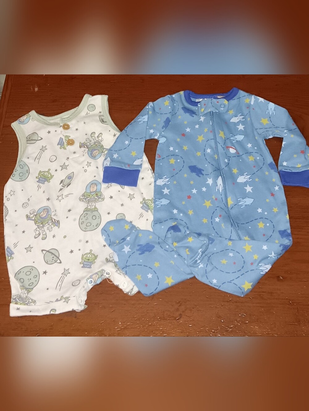 Space-Themed Baby Sleepwear Set - Blue & Cream